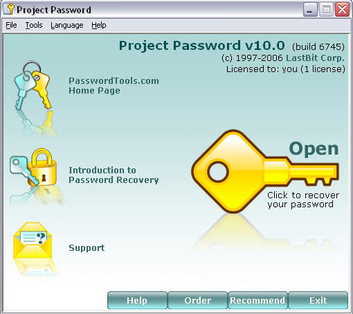 LastBit Project Password 10.0 : Main window