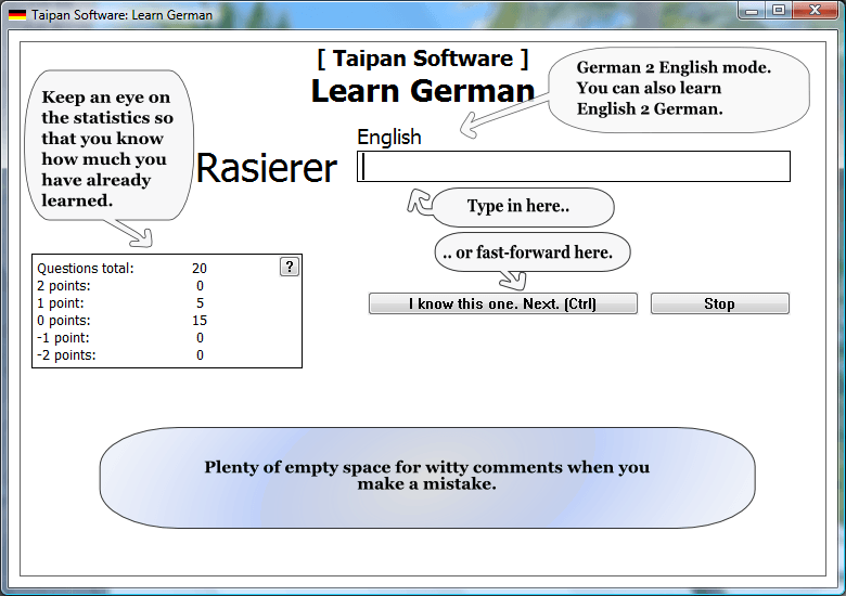 Learn German 1.0 : Main Window