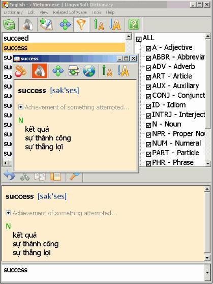 LingvoSoft Dictionary English-Vietnamese 1.8 : main screen