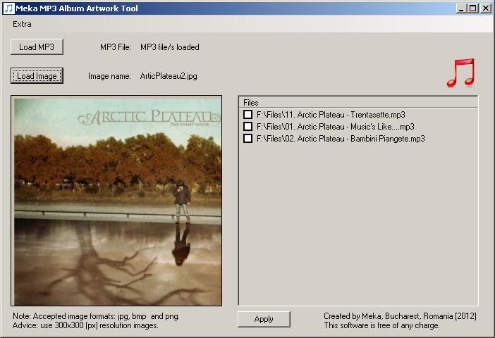 Meka MP3 Album Artwork Tool 1.0 : Adding a Cover to Multiple Files