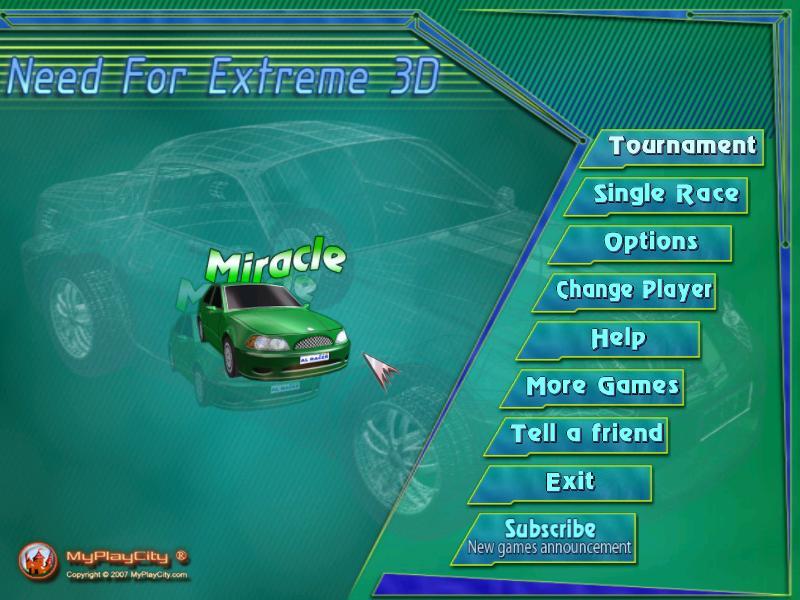 Need For Extreme 3D : Main Menu