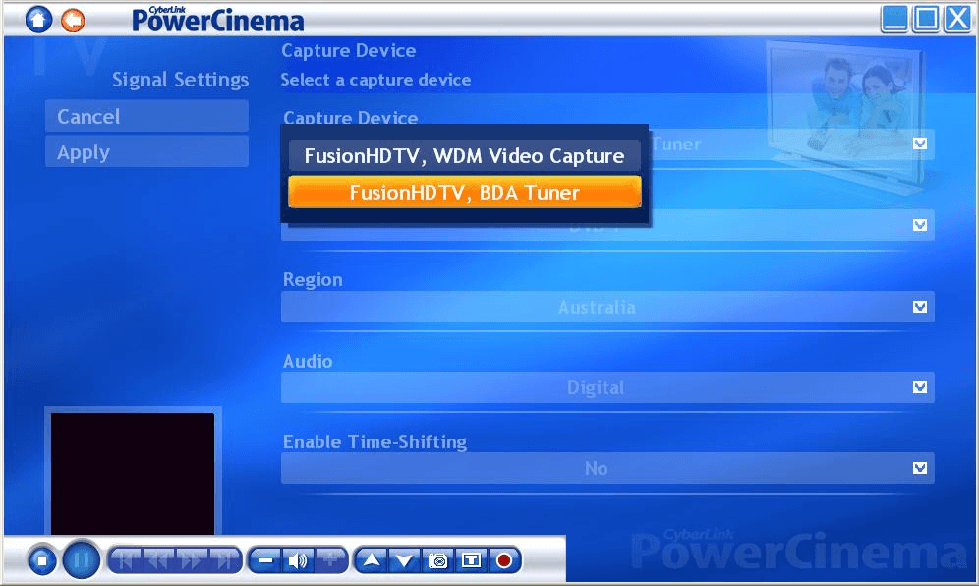 PowerCinema : TV settings