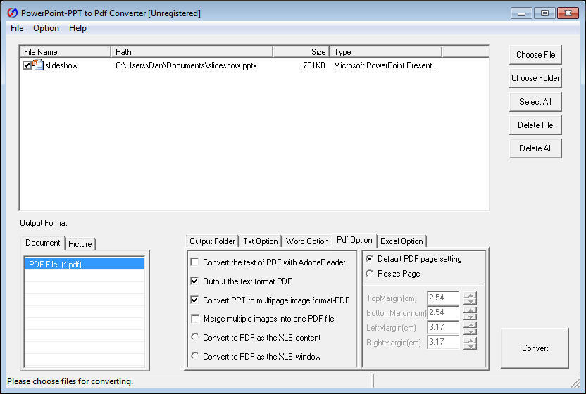 PowerPoint/PPT to Pdf Converter 5.8 : Main Window