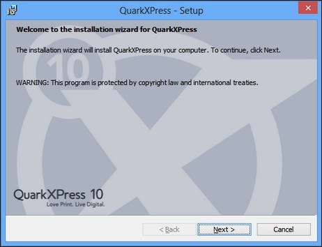QuarkXPress 10.0 : Installation Window