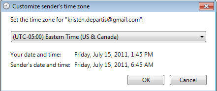 Sender's Time Zone for Microsoft Outlook 1.3 : Main Window