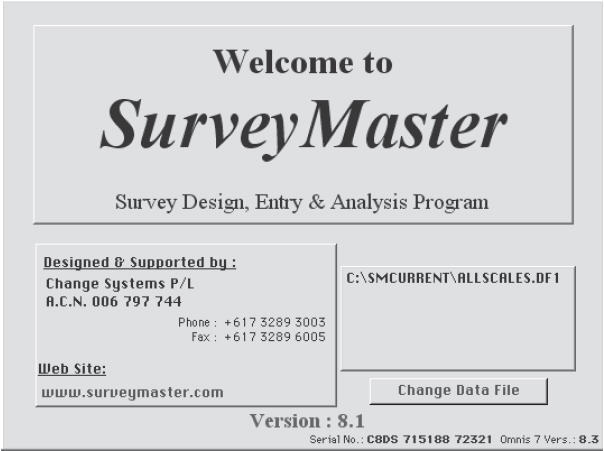 Survey Master (Laptop) 1.0 : Main window