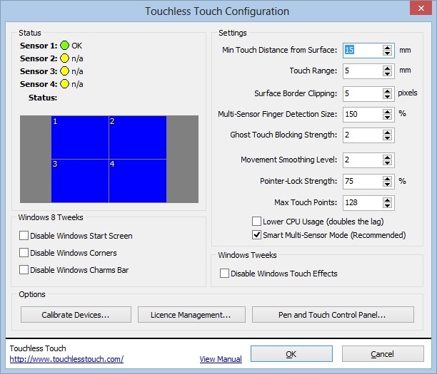 Touchless Touch 1.7 : Main Window
