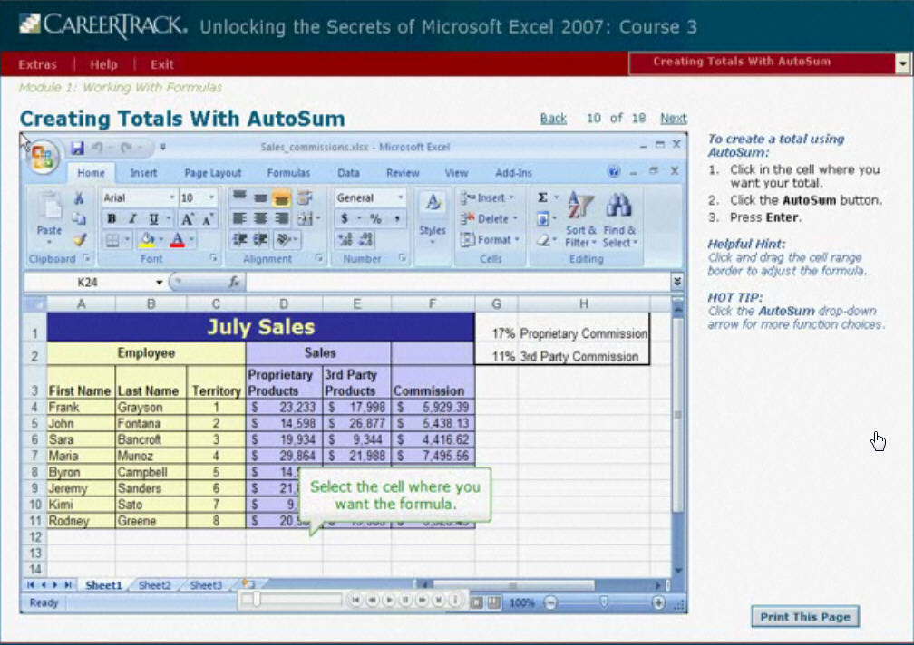 Unlocking the Secrets of Microsoft Excel 2007 1.0 : Main window