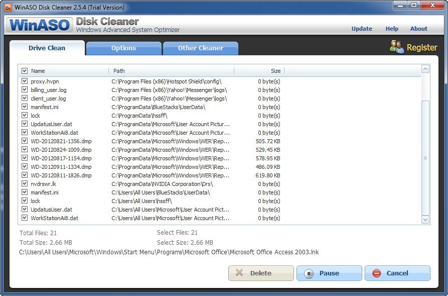 WinASO Disk Cleaner 2.5 : Scanning Process