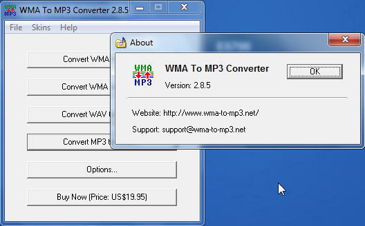 WMA To MP3 Converter 2.8 : About Window