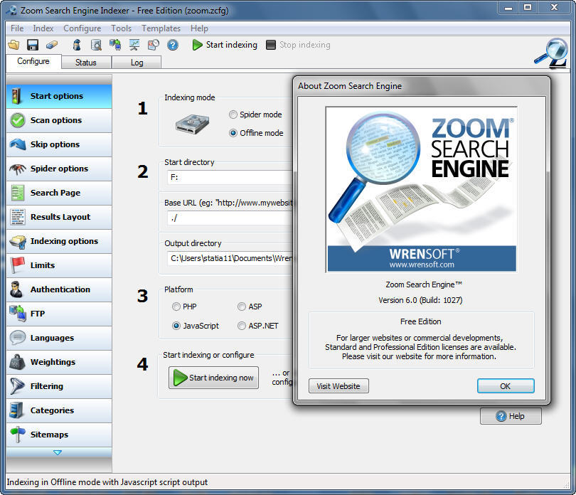 WrenSoft Zoom Search Engine 6.0 : Main View