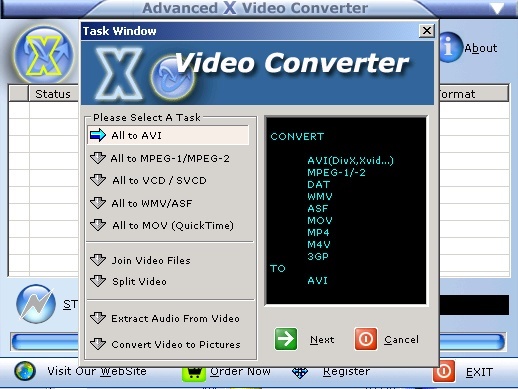 X Video Converter 3.9 : settings
