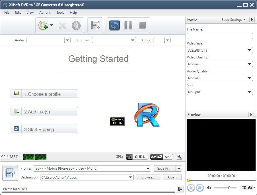 Xilisoft DVD to 3GP Converter 6.5 : Main Window