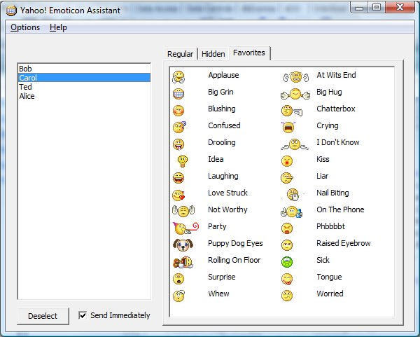 Yahoo! Emoticon Assistant 1.1 : Main window