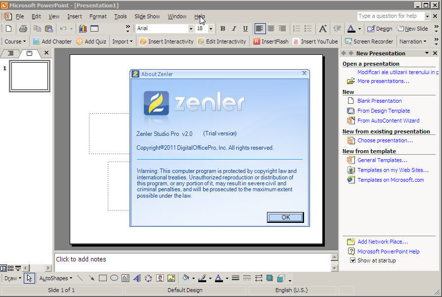 Zenler 2.0 : Main screen