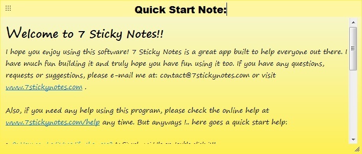 7 Sticky Notes 1.9 : Sample Note