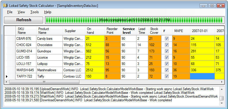 Lokad Safety Stock Calculator 2.5 : Main window