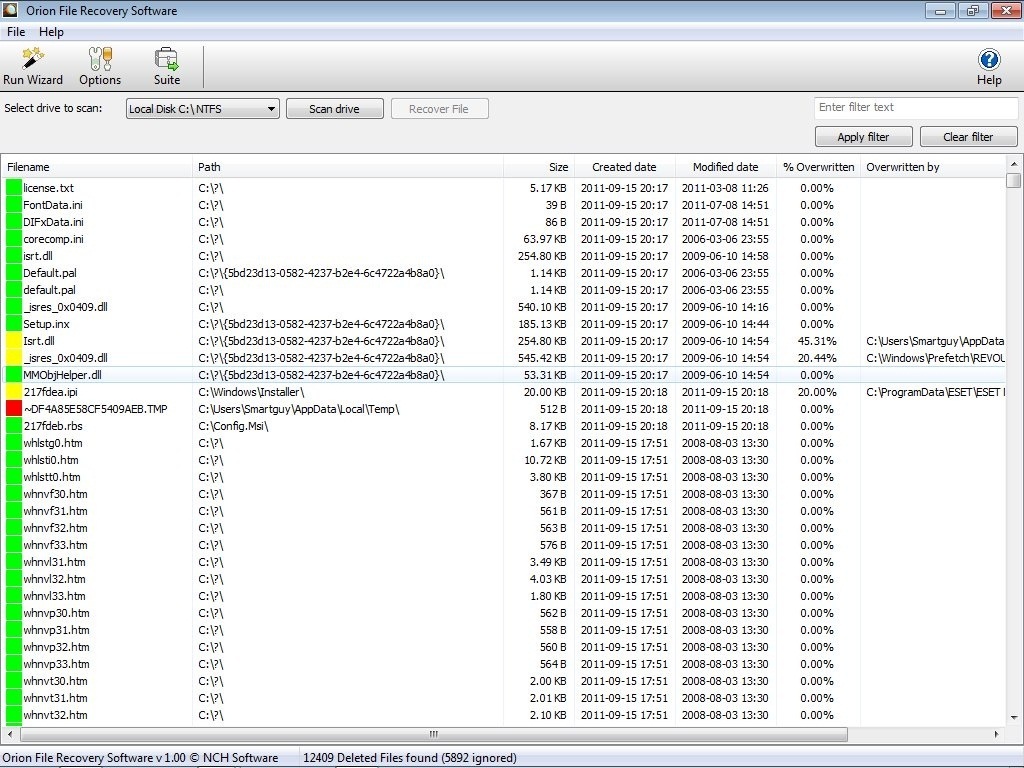 Orion File Recovery Software 1.0 : Found Files