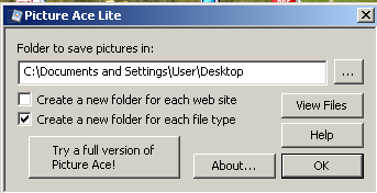 Picture Ace Lite 1.2 : Create New Folder for Each File Type