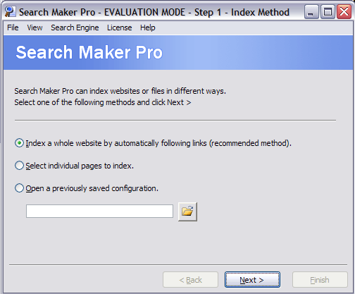 Search Maker Pro 3.2 : Options menu