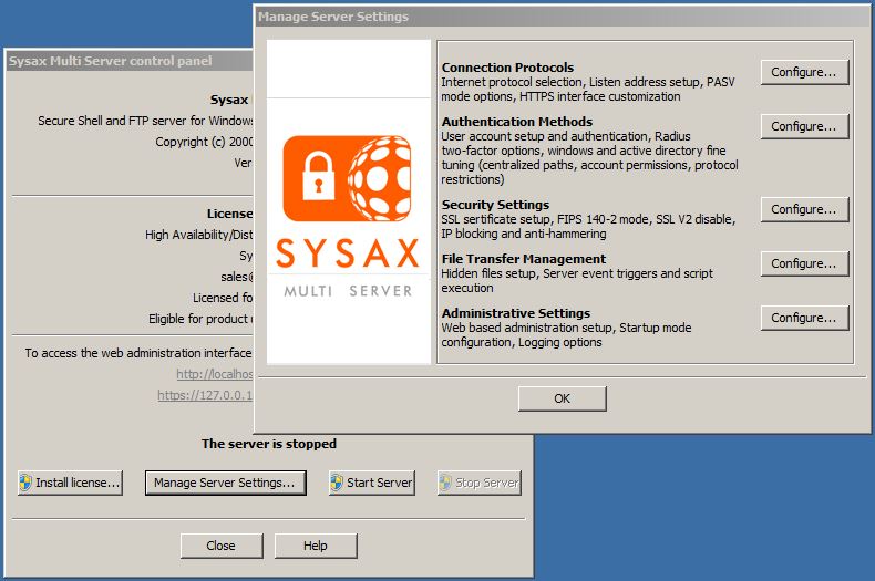 Sysax Multi Server 6.85 : Main Window