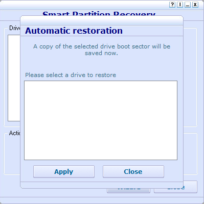 Smart Partition Recovery 2.1 : automatic restoration