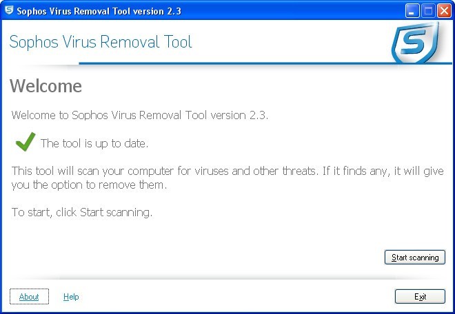 Sophos Virus Removal Tool 2.3 : Main Window