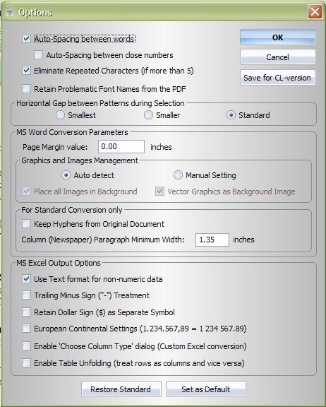 Able2Extract PDF Converter 6.0 : Options