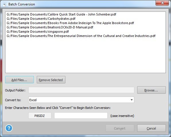 Able2Extract PDF Converter 9.0 : Batch Conversion Dialog