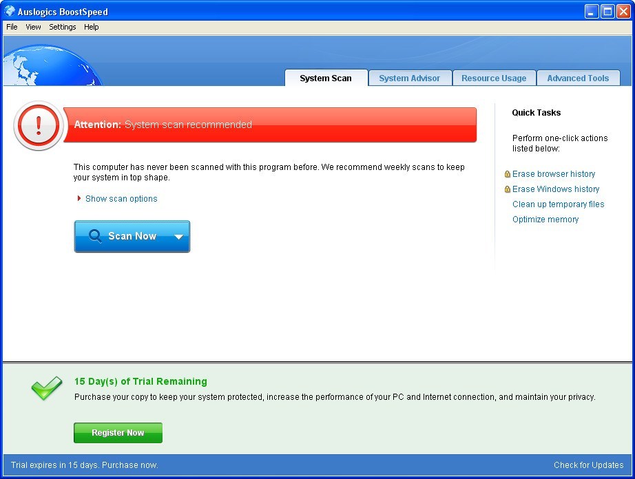 AusLogics BoostSpeed 5.5 : Main Window