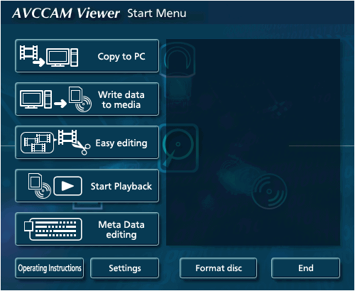 AVCCAM Viewer 1.1 : Main window.