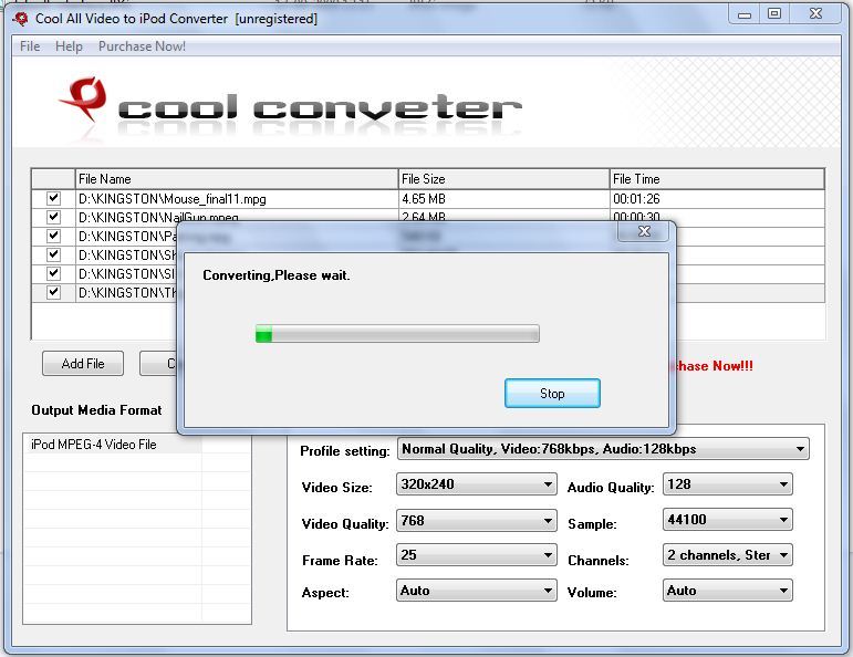 Cool Free All Video to iPod Converter 6.0 : Converting Files