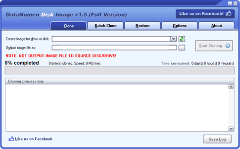 DataNumen Disk Image 1.5 : Main Window