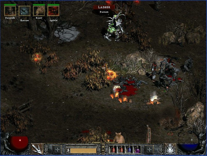 Diablo II - Lord of Destruction 1.0 : Druid fighting demons in the barbarian lands