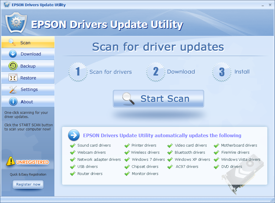 EPSON Drivers Update Utility 3.0 : Main window