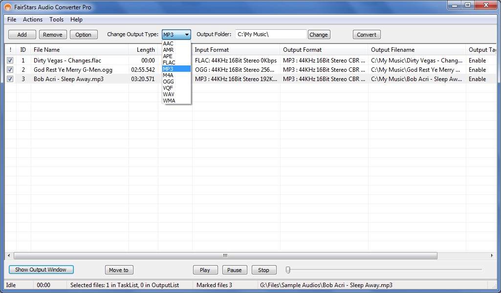 FairStars Audio Converter Pro 1.8 : Output Formats