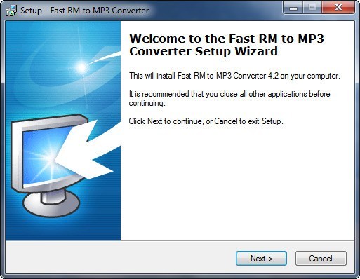 Fast RM to MP3 Converter 4.2 : Setup Window