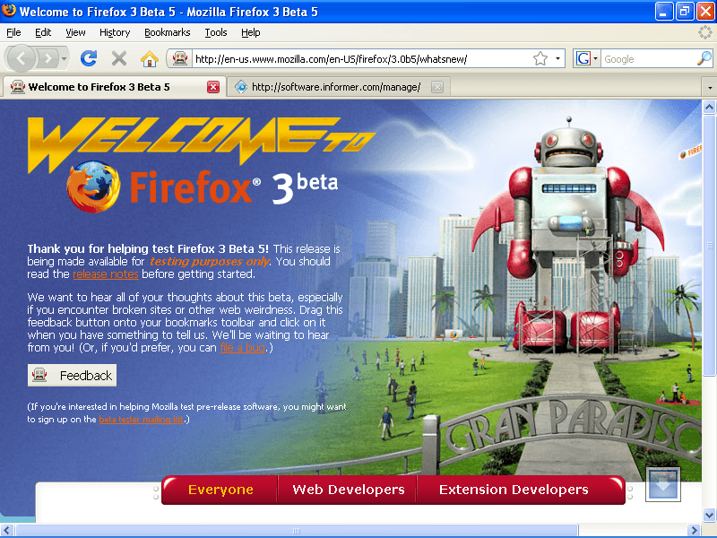 Firefox 3.0 : Initial Screen