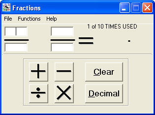 Fractions n Decimals 9.5 : Main Window