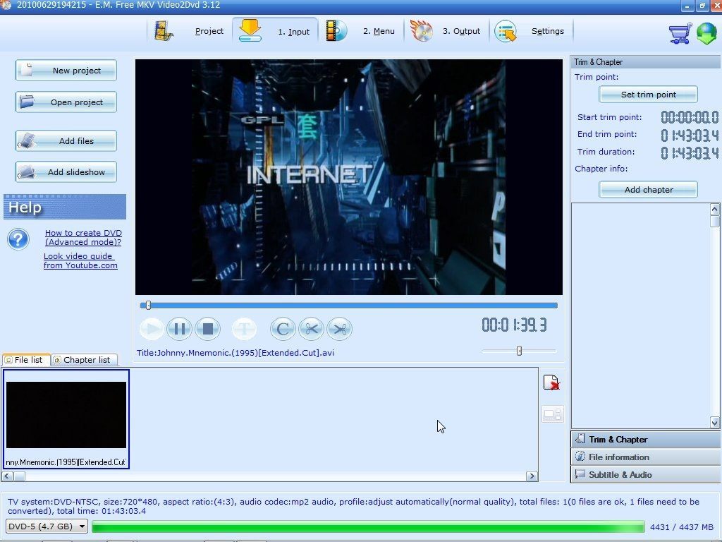 Free MKV Video2Dvd 3.1 : Previewing