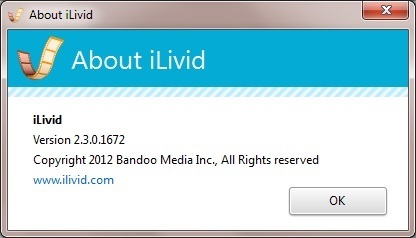 iLivid Download Manager : About Screen
