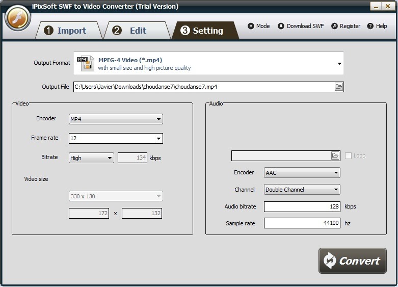 iPixSoft SWF to Video Converter 2.2 : Output Settings