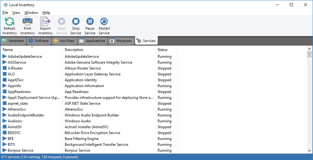 NetSupport Manager 12.5 : Services Inventory