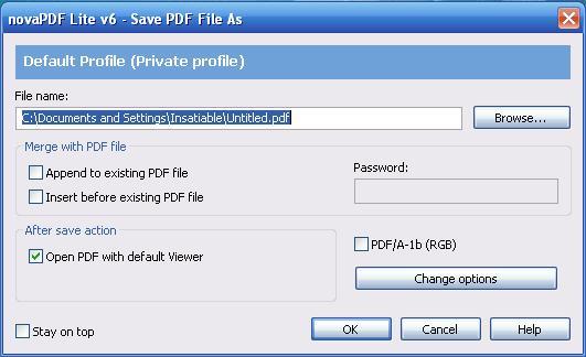 novaPDF Lite Desktop 6.2 : Option screen