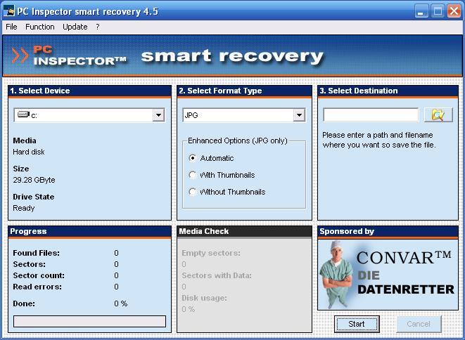 PC Inspector File Recovery 4.0 : Main window