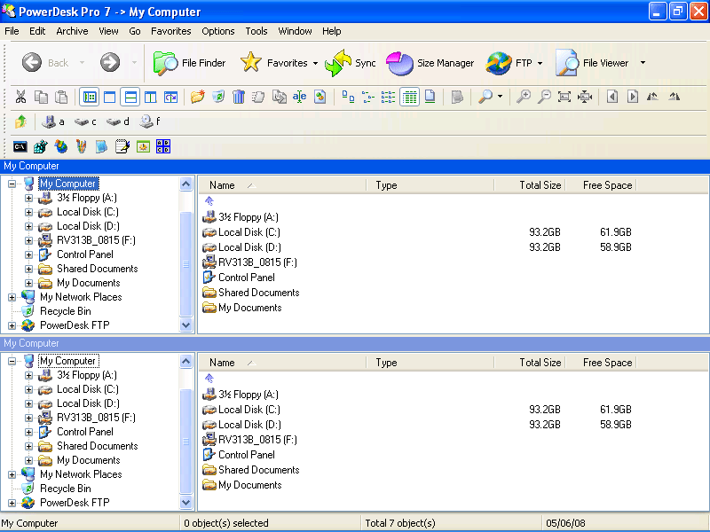 PowerDesk 7.0 : Main Screen