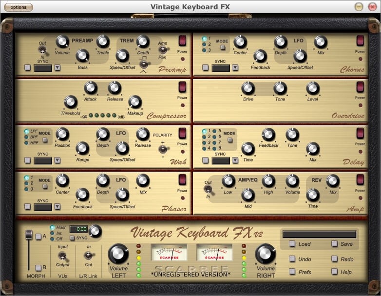 SCARBEE Vintage Keyboard FX 2.0 : Main window