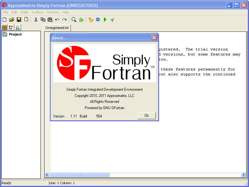 Simply Fortran 1.1 : Main window