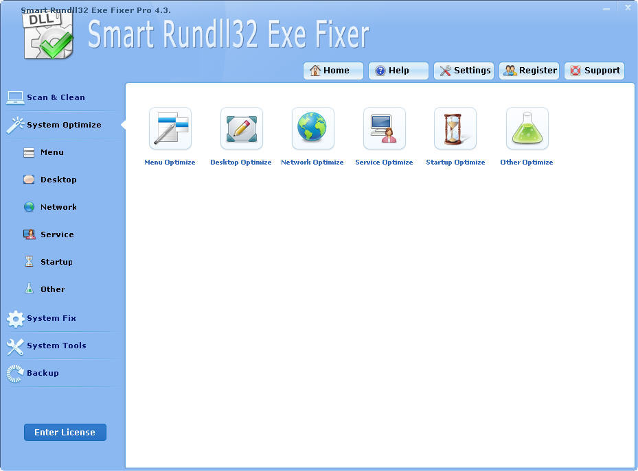 Smart Rundll32 Exe Fixer Pro 4.3 : Main Window