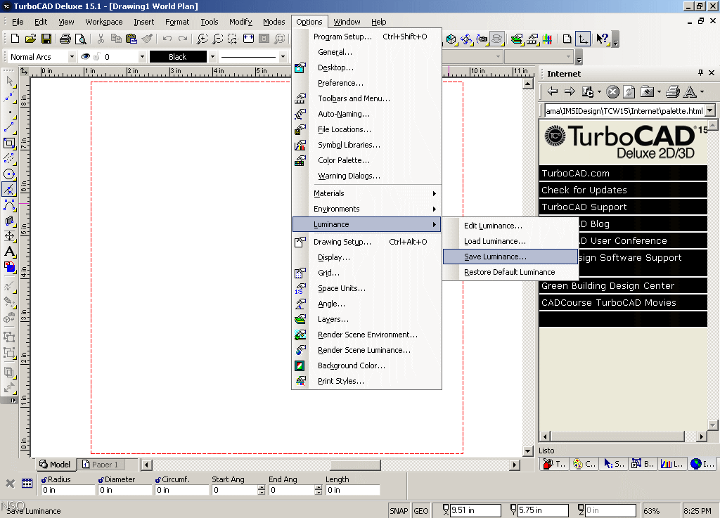 TurboCAD Deluxe 15.1 : Options